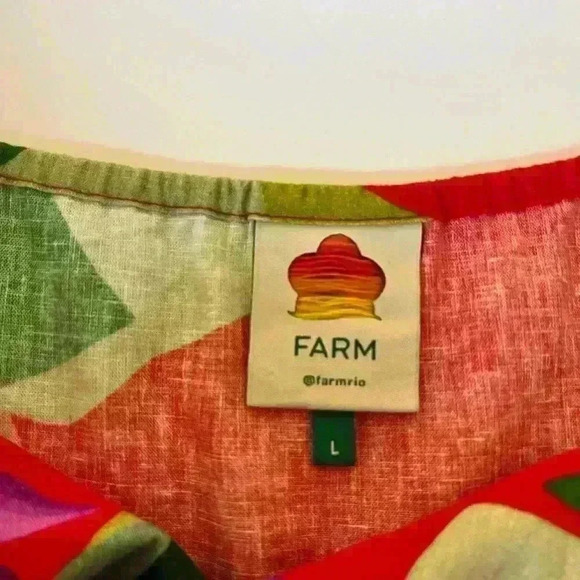 Farm Rio Heliconia Linen Blend Tropical Strapless Top. - Picture 4 of 7